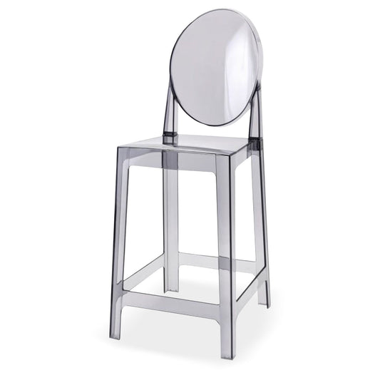 2xhome 25in Seat Height Transparent Kitchen Barstool, Modern Ghost Accent Side Armless Counter Stool With Back, Smoke
