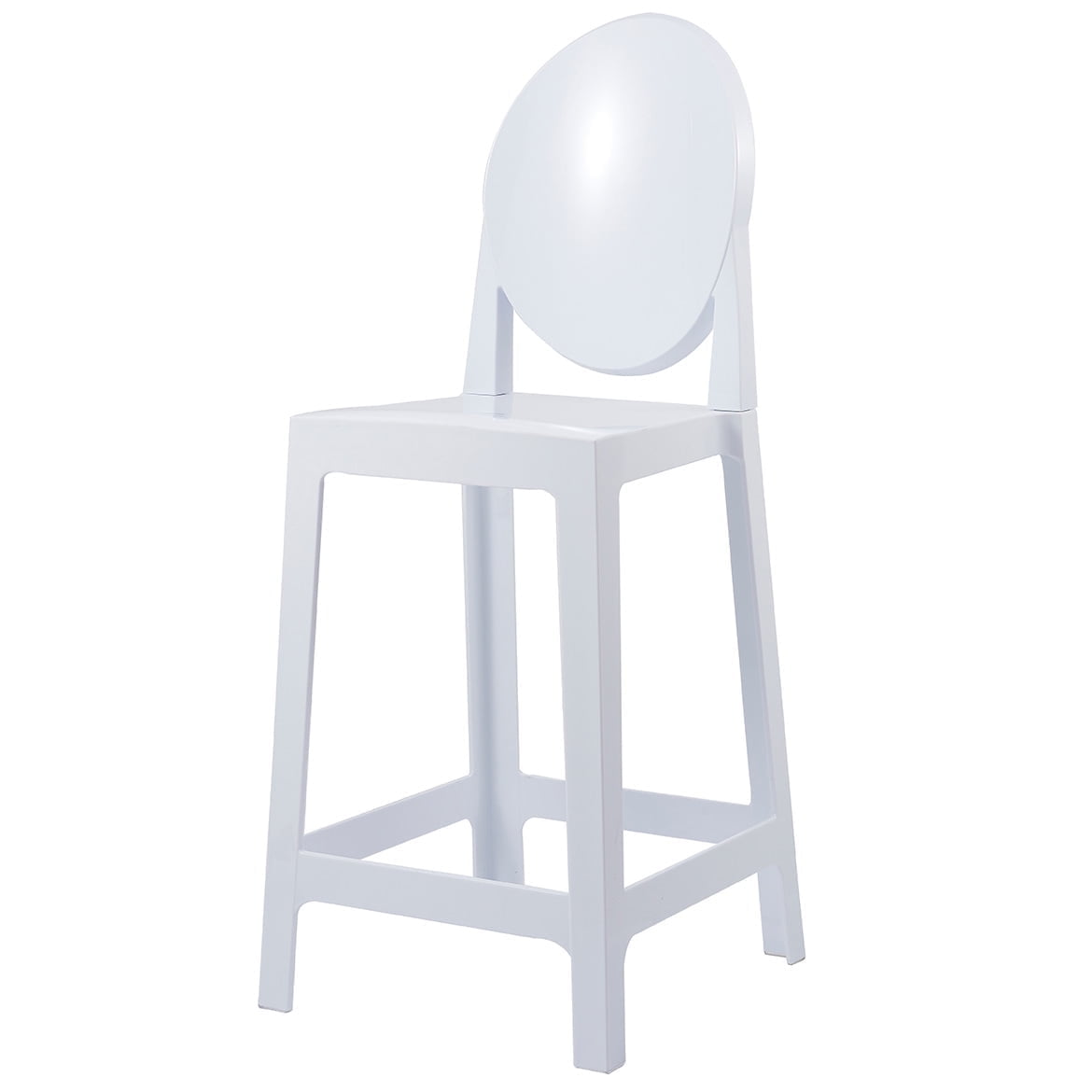 2xhome 25in Seat Height White Contemporary Modern Glam Barstool Modern Side Chair Molded Plastic Bar Stool Counter Accent Lounge No Arms Kitchen With Back