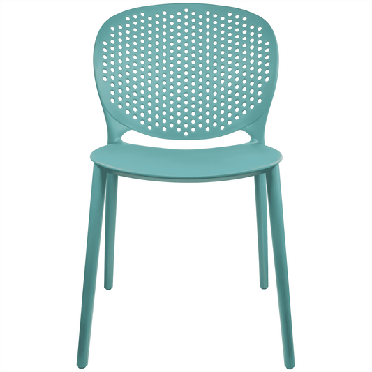2xhome Modern Pool Patio Chair, Contemporary Plastic Armless Dining Accent Side Chair for Indoor or Outdoor Use, Teal