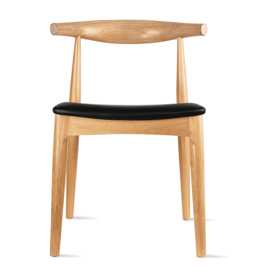 2xhome Solid Oak Wood Farmhouse Dining Elbow Chair with PU Leather Cushion Seat - Kennedy Presidential Accent Armchair for Kitchen Dining Room or Office, Natural