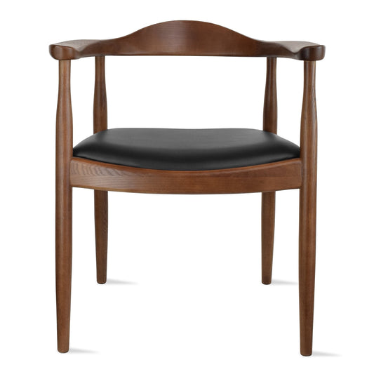 2xhome Solid Wood Farmhouse Dining Chair with PU Leather Cushion Seat - Kennedy Presidential Modern Accent Armchair for Kitchen Dining Room or Office, Espresso