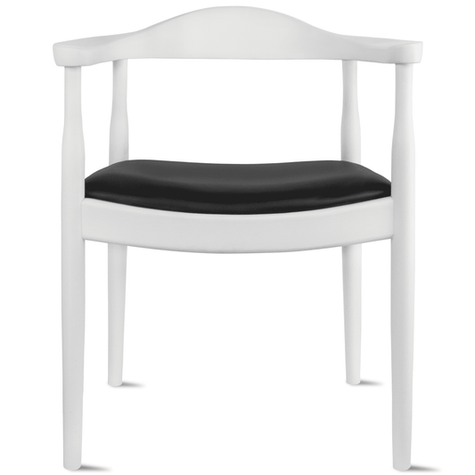 2xhome Solid Wood Farmhouse Dining Chair with PU Leather Cushion Seat - Kennedy Presidential Modern Accent Armchair for Kitchen Dining Room or Office, White