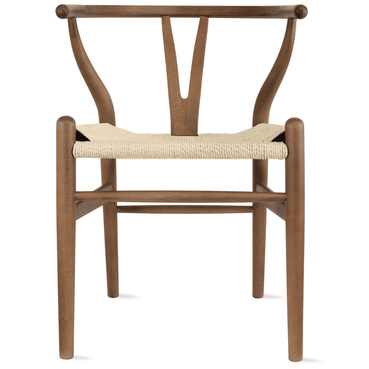 2xhome Wishbone Solid Wooden Dining Chair with Woven Papercord Seat, Modern Farmhouse Y Back Elbow Side Chair, Espresso