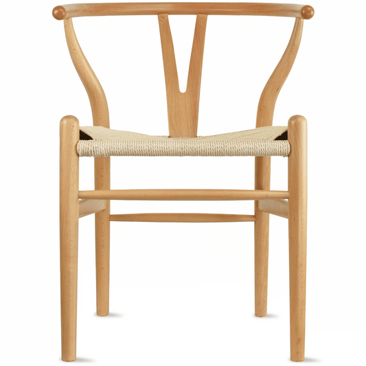 2xhome Wishbone Solid Wooden Dining Chair with Woven Papercord Seat, Modern Farmhouse Y Back Elbow Side Chair, Natural