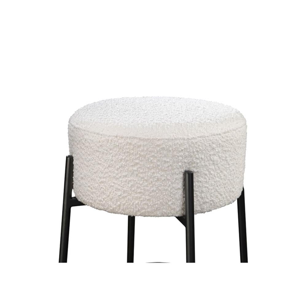 29in Barstool Black Steel Legs with White Fabric Upholstered Seat (Set of 2)