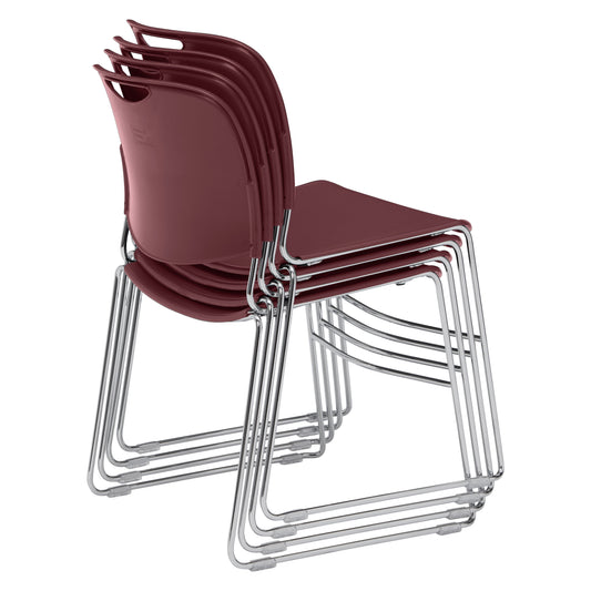 (4 Pack) NPS 8500 Series Ultra-Compact Plastic Stack Chair, Wine