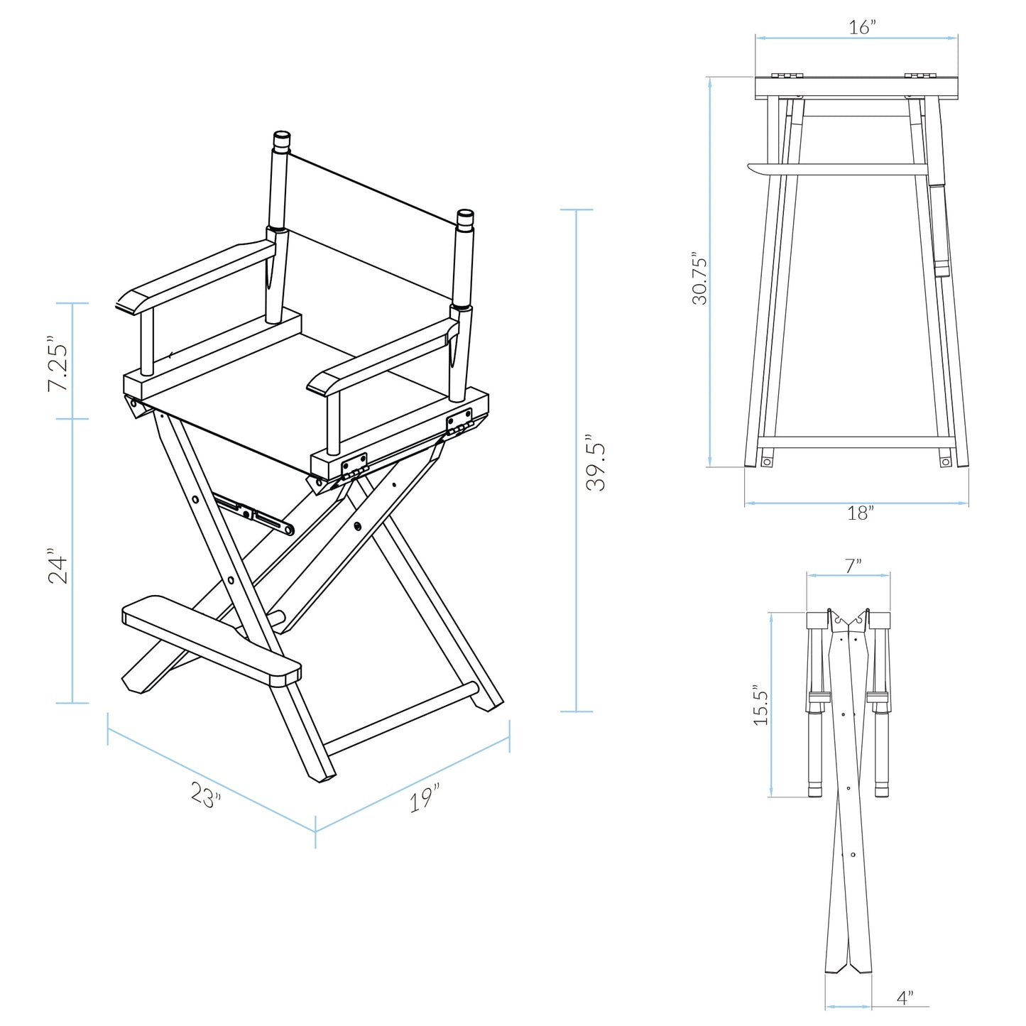 24in Director's Chair Natural Frame-Garden Flowers