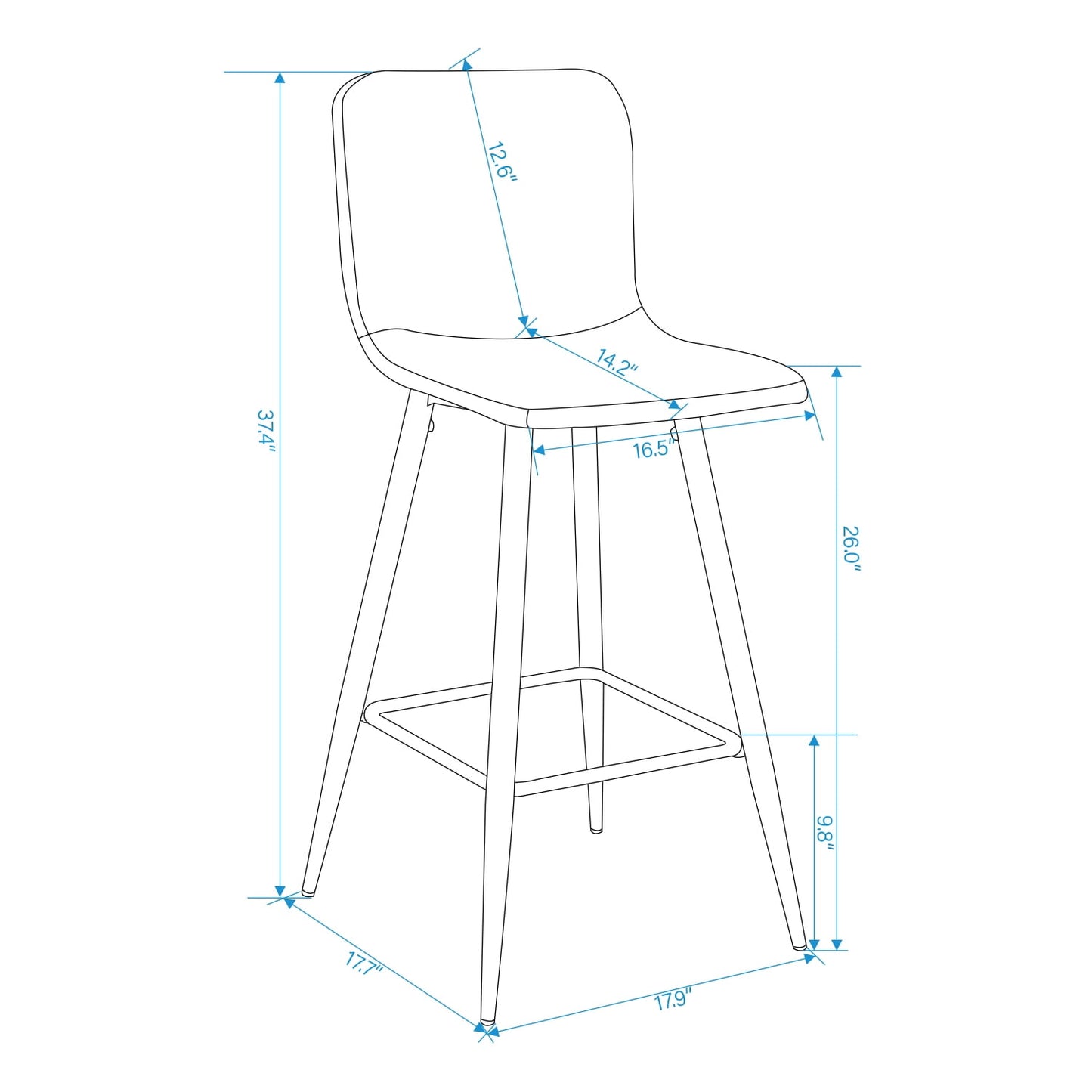 26 in. Upholstered Metal Frame Counter Stool with Fabric Seat (Set of 2),Pink