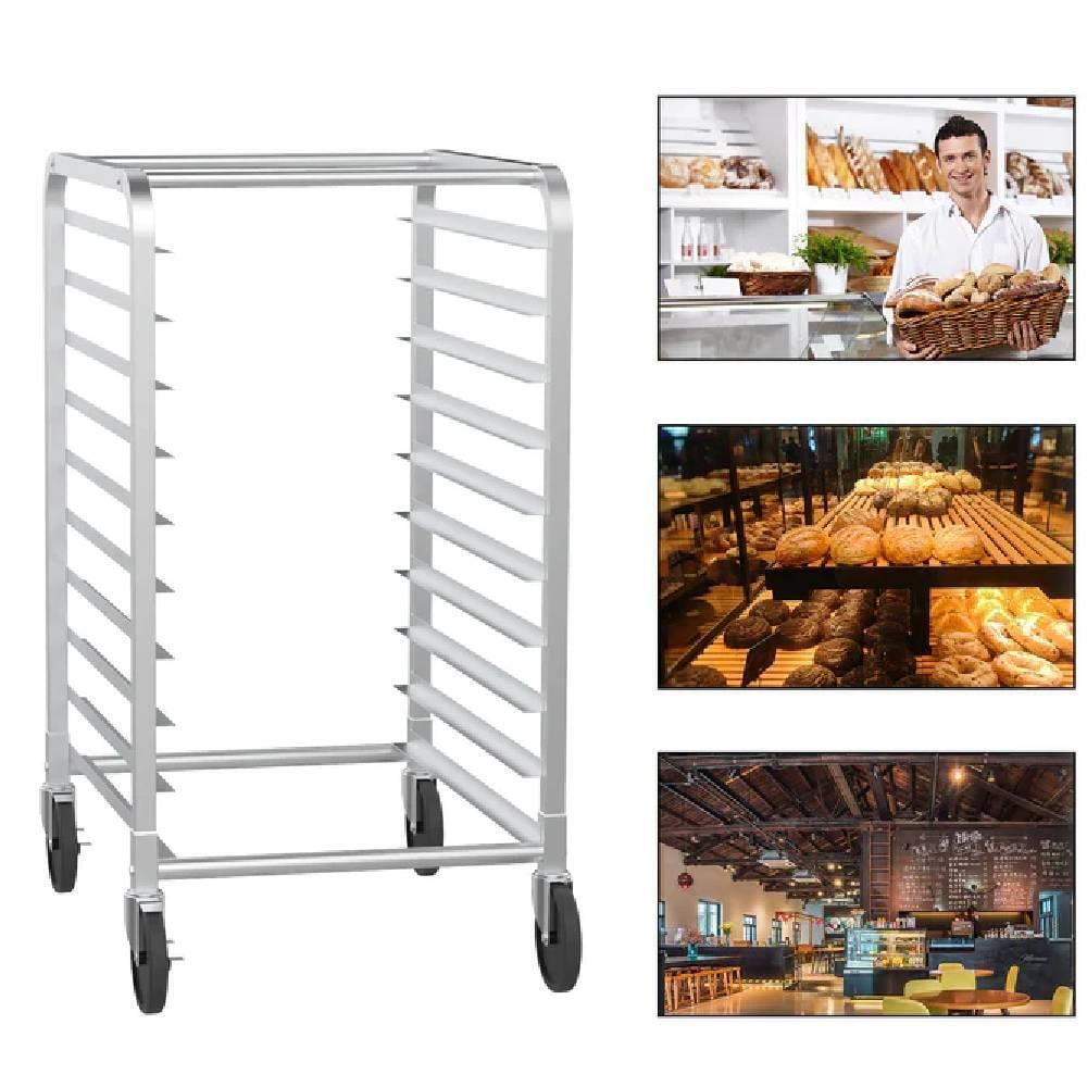 10-Tier Bakery Rack Stainless Steel Wide Bun Pan Sheet Rack for Kitchen w/Wheels