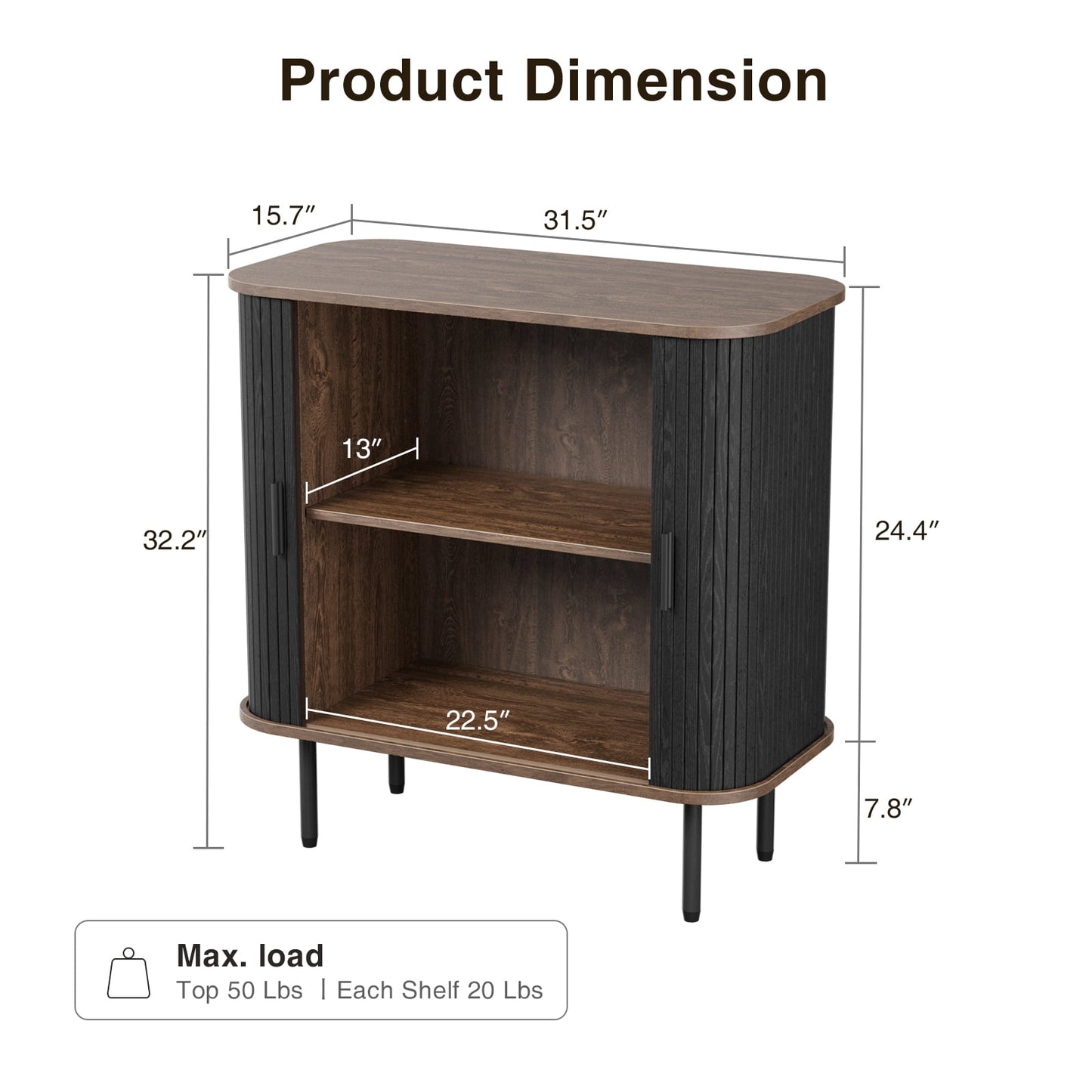 Veanerwood 31in W Black Buffet Sideboard Cabinet with Storage