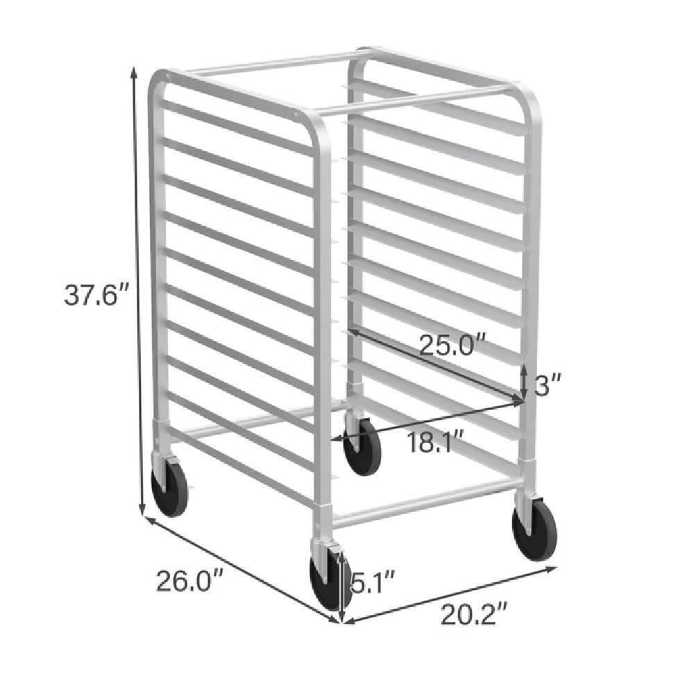 10-Tier Bakery Rack Stainless Steel Wide Bun Pan Sheet Rack for Kitchen w/Wheels