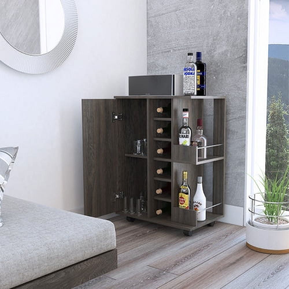 2-Shelf 6-Bottle Bar Cart with Division Carbon Espresso