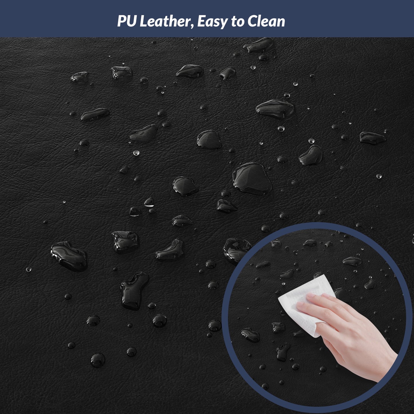 BELLEZE 24in Backless Bar Stools Set of 4, Counter Height Barstools, Modern Upholstered PU Leather Counter Stools with Metal Base Kitchen Island Chairs Dining Chair, Black & Gold