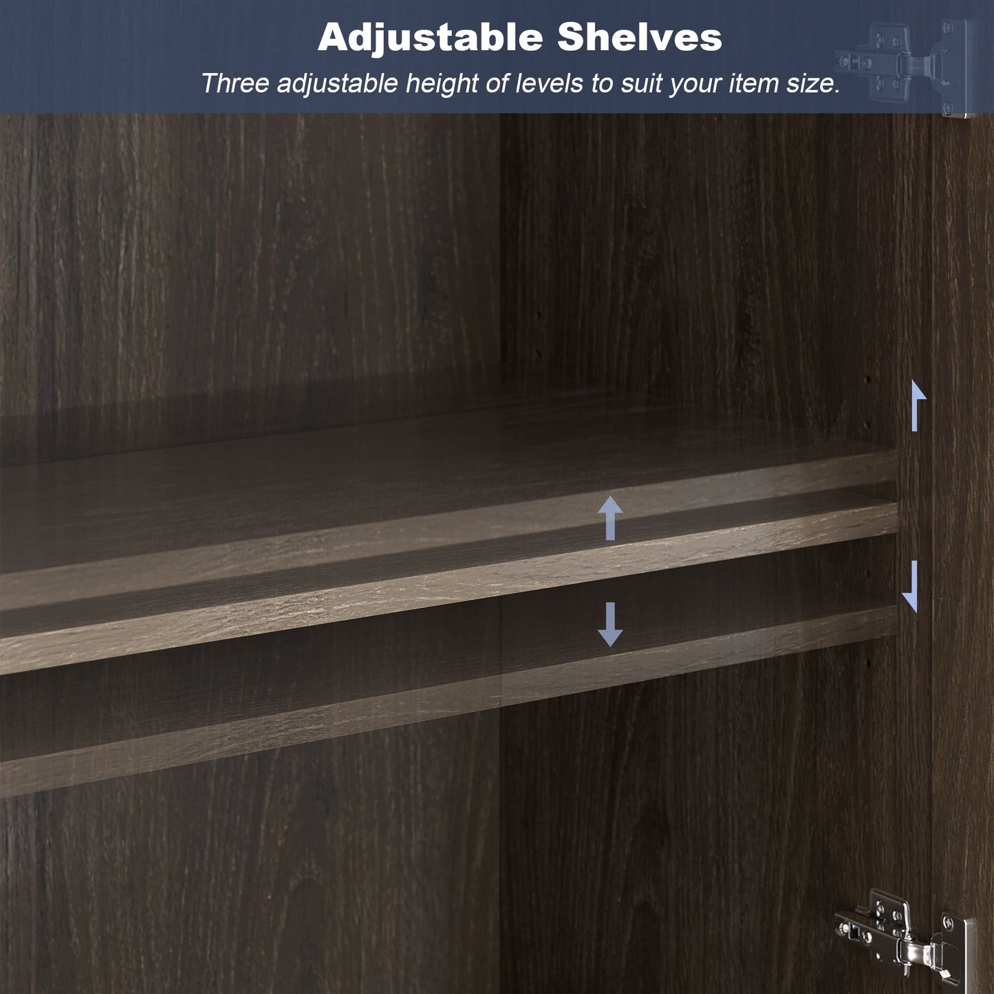 BELLEZE Sideboard, Modern Wood & Glass, Kitchen/Dining Room Furniture - Brixston, Brown