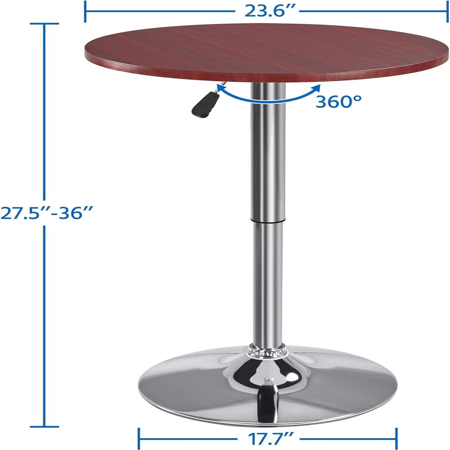 2pcs Home Height Adjustable Pub Round with Swivel Counter Height Bistro Full Black