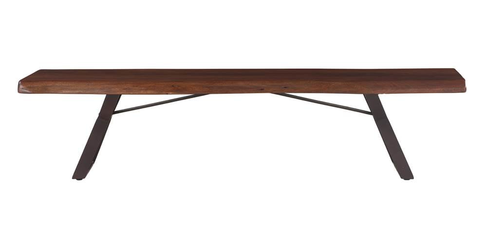 World Interiors Nottingham 18.5in Acacia Wood Live Edge Dining Bench in Walnut