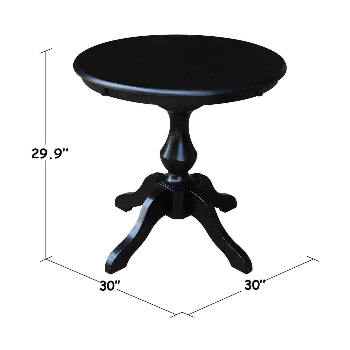 International Concepts 30in Round Pedestal Dining Table in Black
