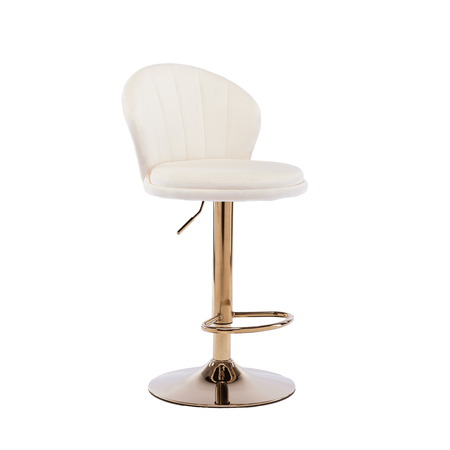 25-33 Inch Velvet Swivel Bar Stools with Back, Velvet Upholstered Adjustable Bar Height Bar Chairs Counter Height Bar Height with Gold Metal Base Kitchen, Home, Bar, Pub(Cream,Set of 6)