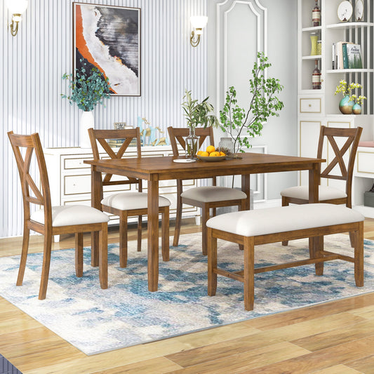 New Classic 6-Pc Cherry Dining Set: 4 Chairs, 1 Height Seating Table, 1 Dinette Bench