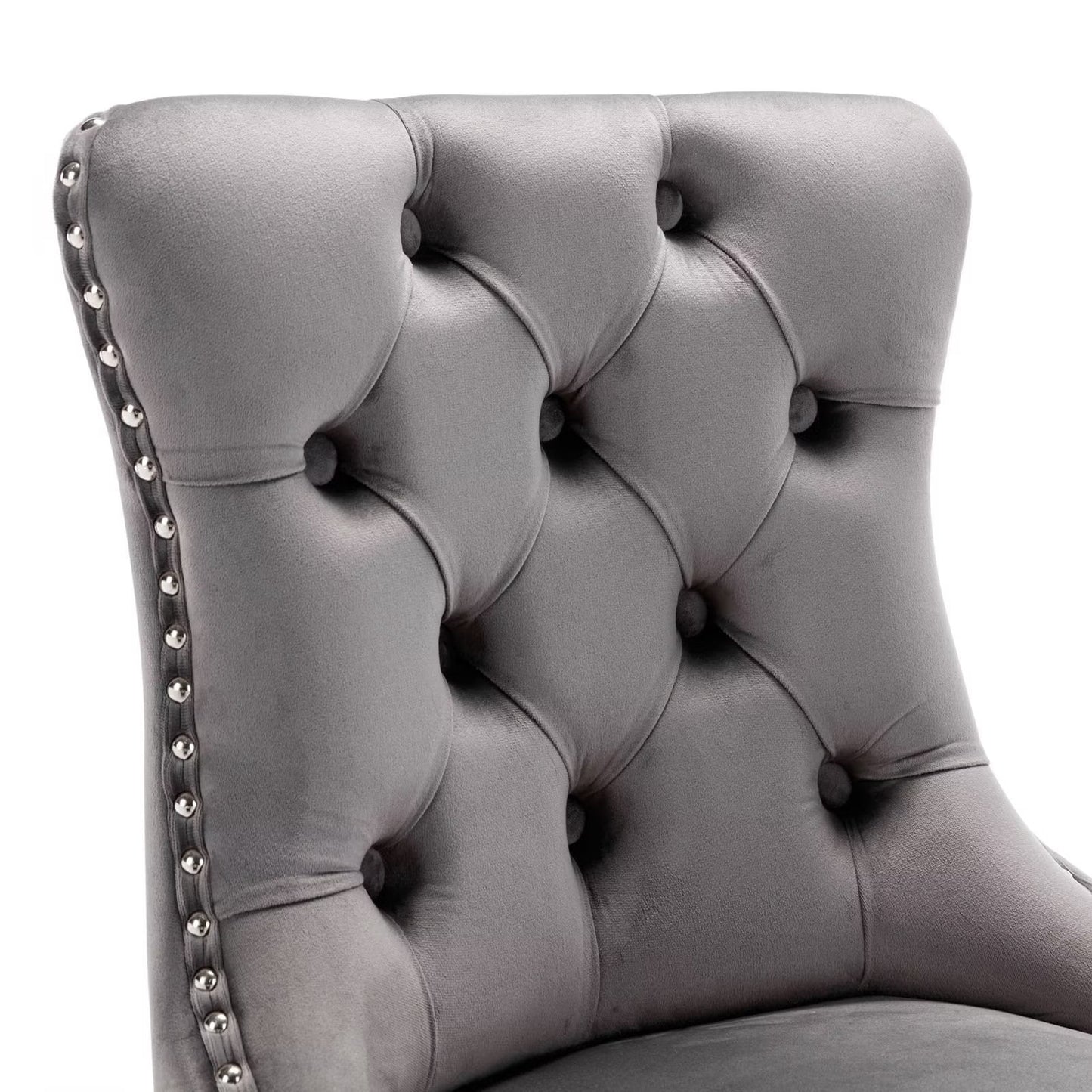 26inch Barstools Set of 2, Velvet Button Tufted Counter Height Bar Stools with Nail Head Trims, Upholstered Bar Chair with Wingback and Metal Footrest for Kitchen Island, Home Bar, Beige