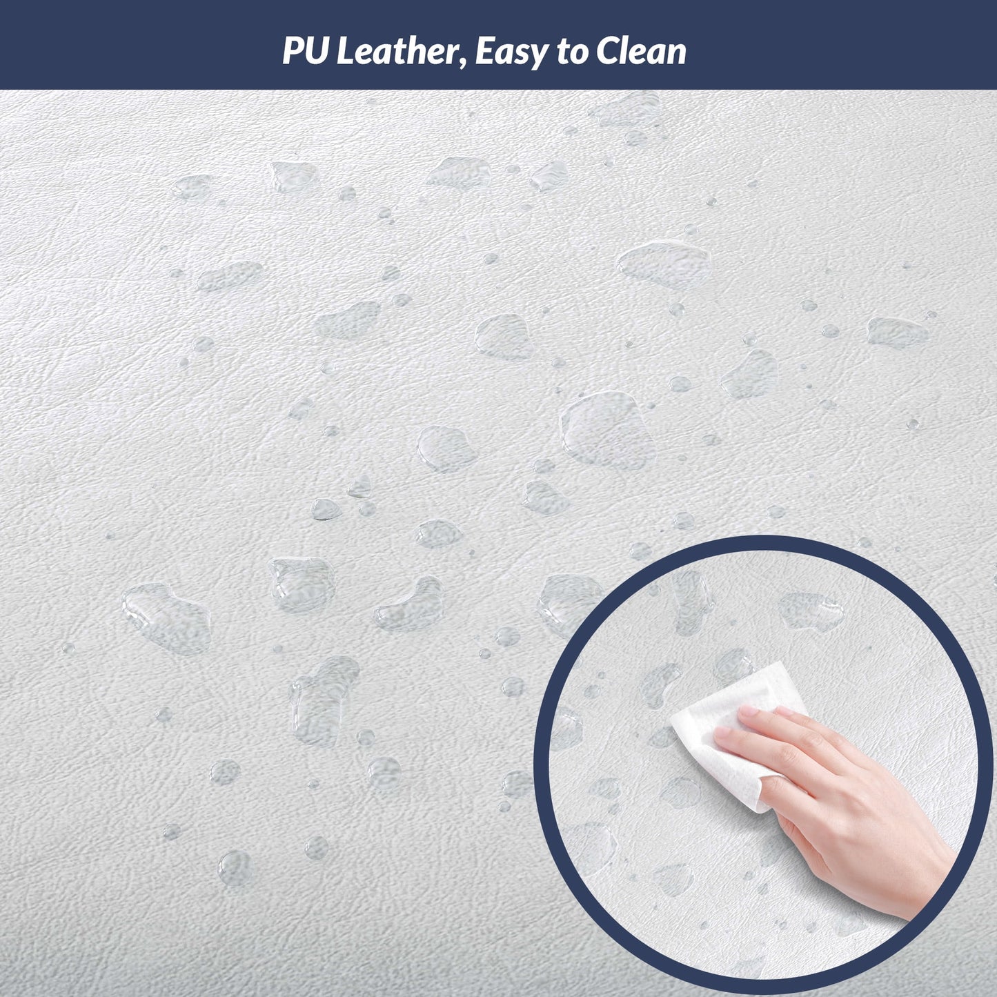 BELLEZE 24in Backless Bar Stools Set of 4, Counter Height Barstools, Modern Upholstered PU Leather Counter Stools with Metal Base Kitchen Island Chairs Dining Chair, White & Gold