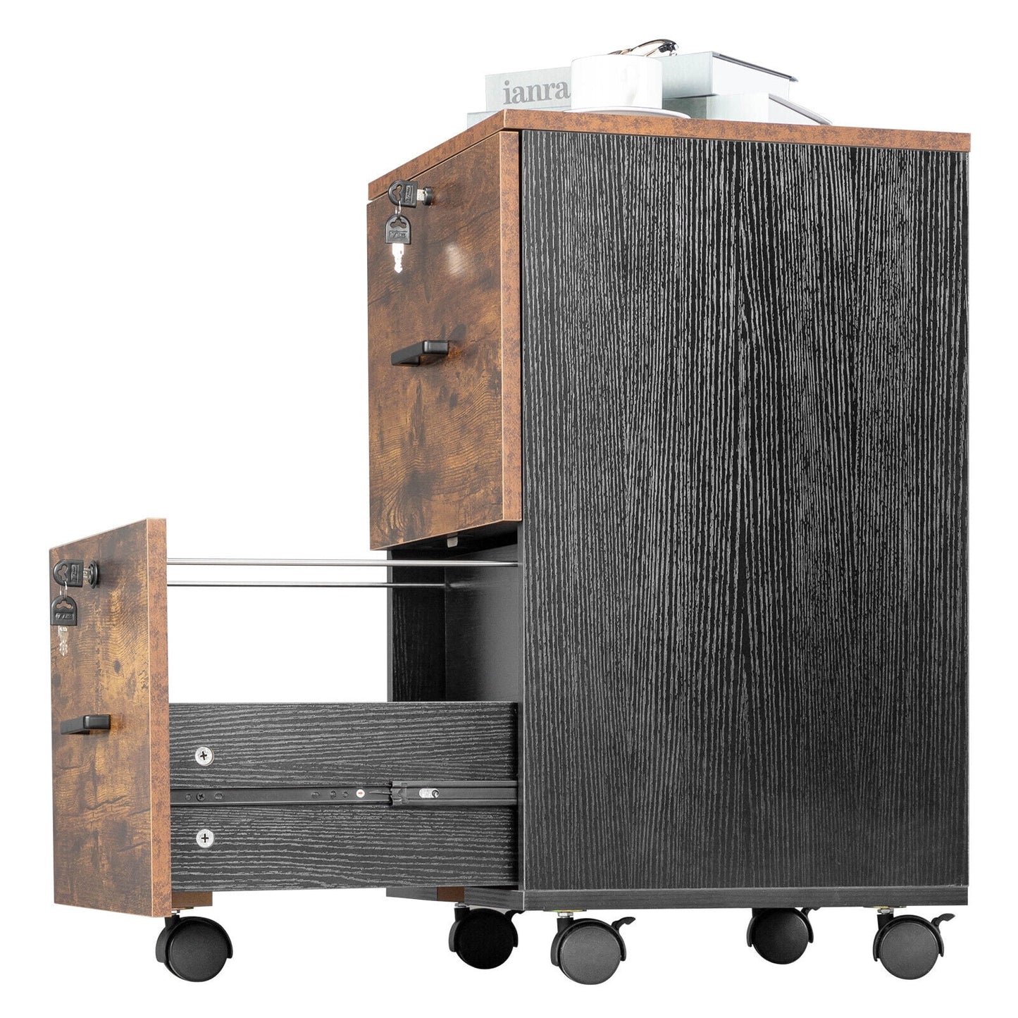 Filing Cabinet with Storage 3 Drawer File Cabinet Organizer with Lock Black