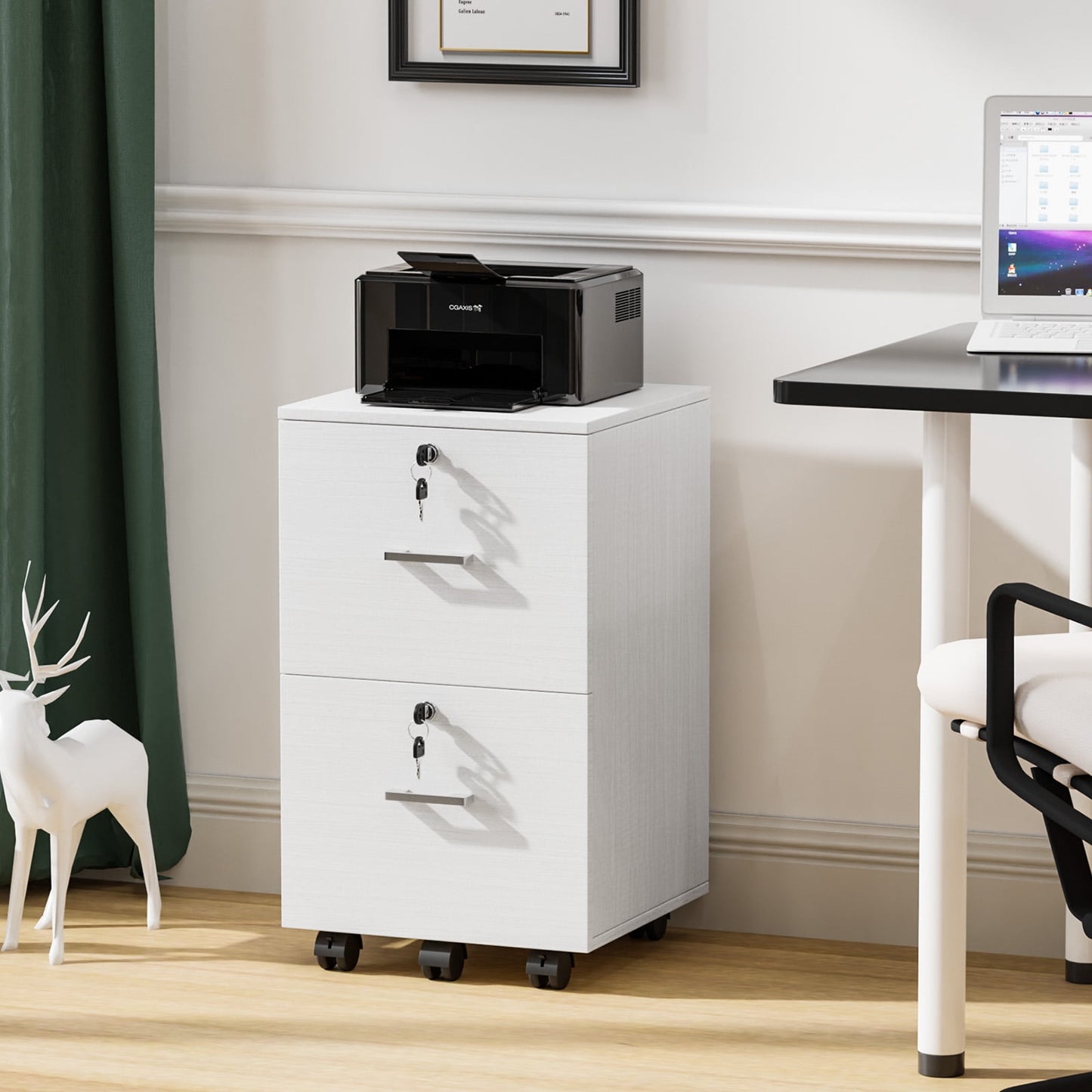 Filing Cabinet with Storage 3 Drawer File Cabinet Organizer with Lock Black