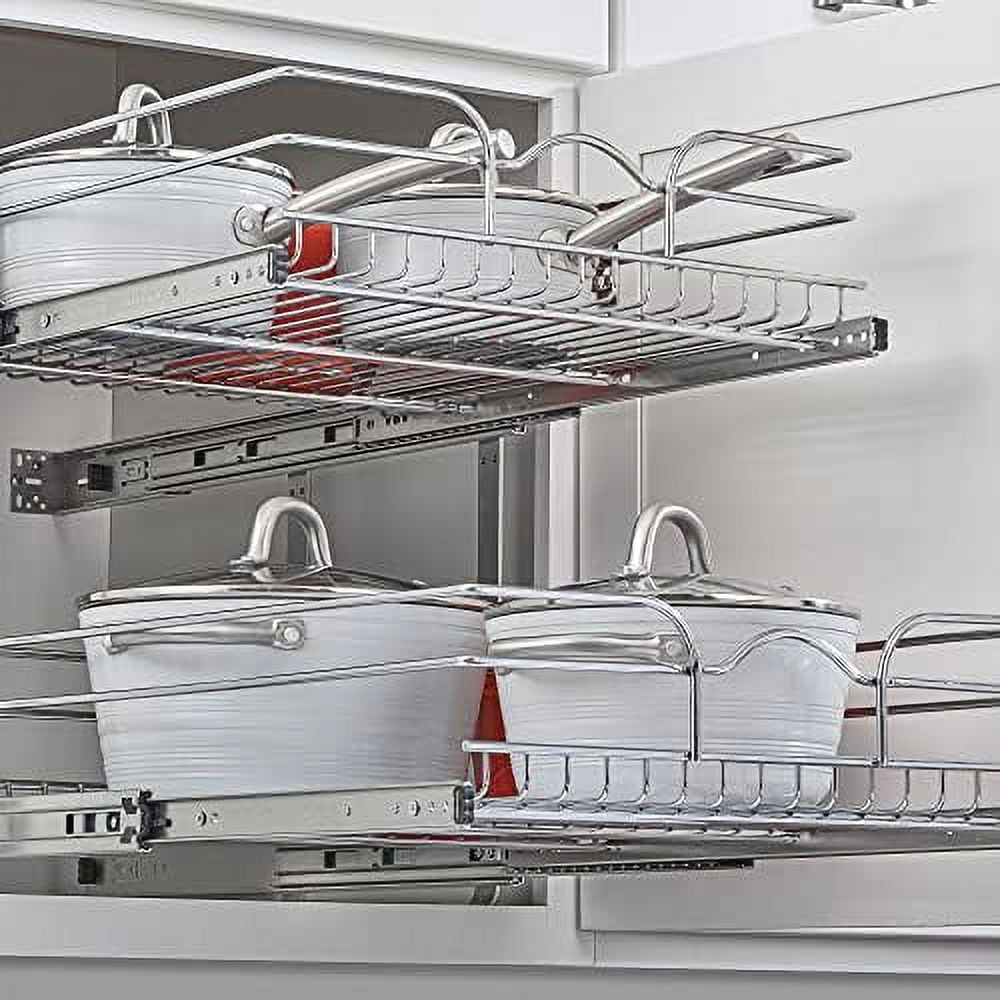 2-Tier Kitchen Cabinet Pull Out and Drawer Organizer Slide Out Pantry Basket in Multiple Sizes 9 x 22 In 5WB2-0922CR-1