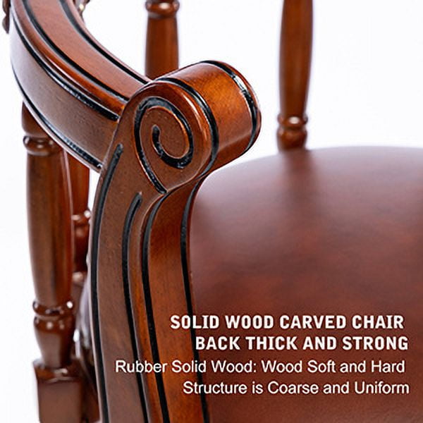 26 Inch Seat Height Bar Stools, Swivel Genuine Leather Wooden Counter Chair with Footrest, Retro Style Swivel Bar Height Chair with Curved Back for Home Kitchen Island, Bar, Party (Blue)