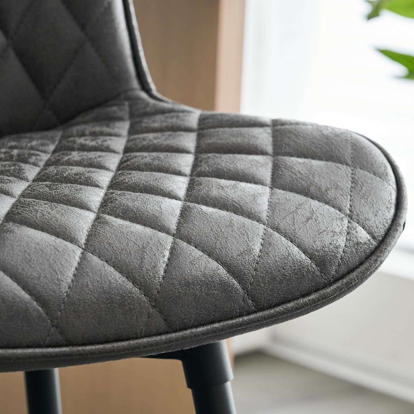 26in Bar Stools Set of 2, 360?? Swivel Counter Bar Stool with Back, Mid-Century Modern, Suede Fabric Barstool Chair for Kitchen Island, Bar Counter,Black Gray