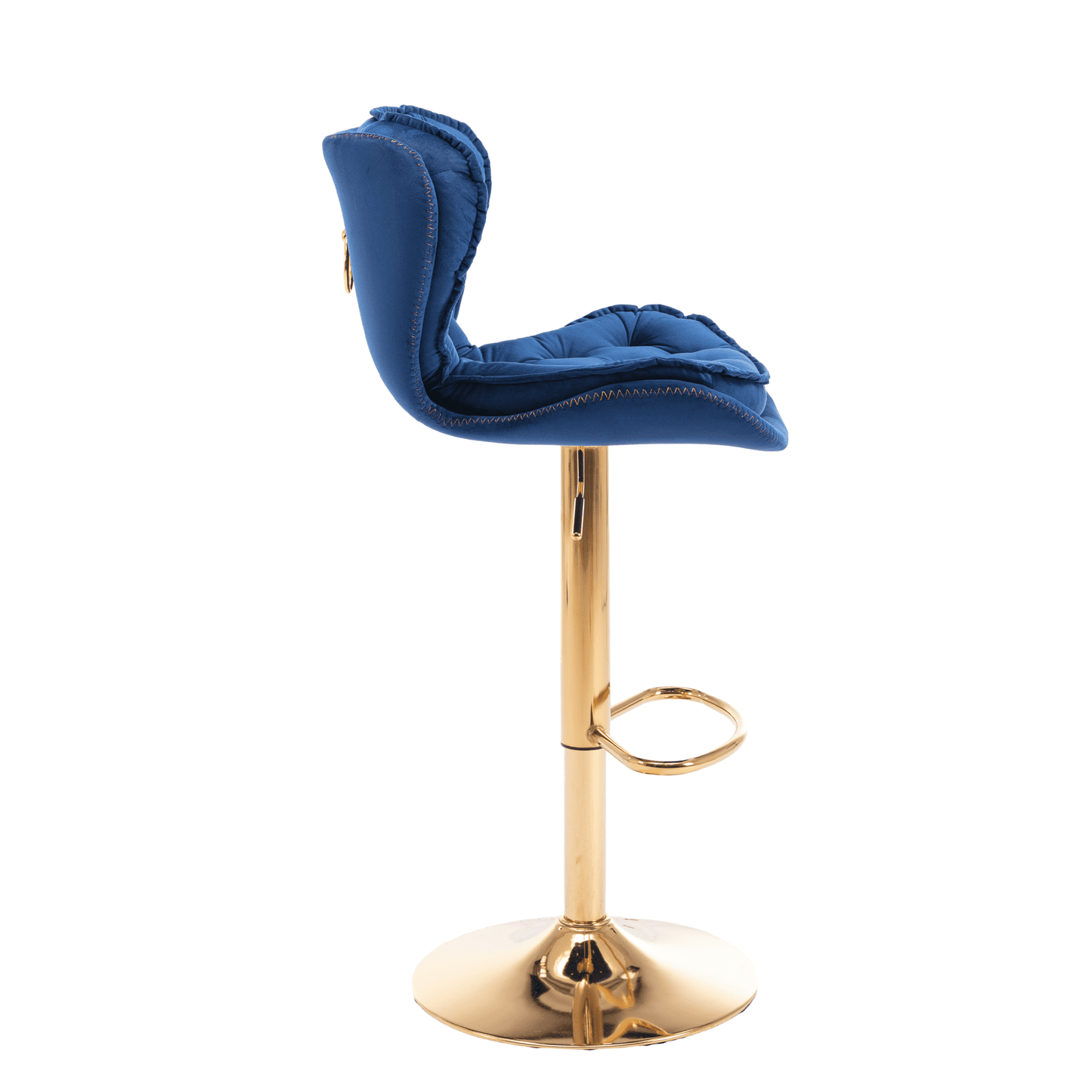 24-33Inch Velvet Stools, Counter Height Adjustable Swivel Barstools High Bar Chairs with Back & Golden Metal Base, Stools Chair Footrest for Kitchen Island, Cafe, Bar, Bar Counter(Navy Blue,Set of 8)