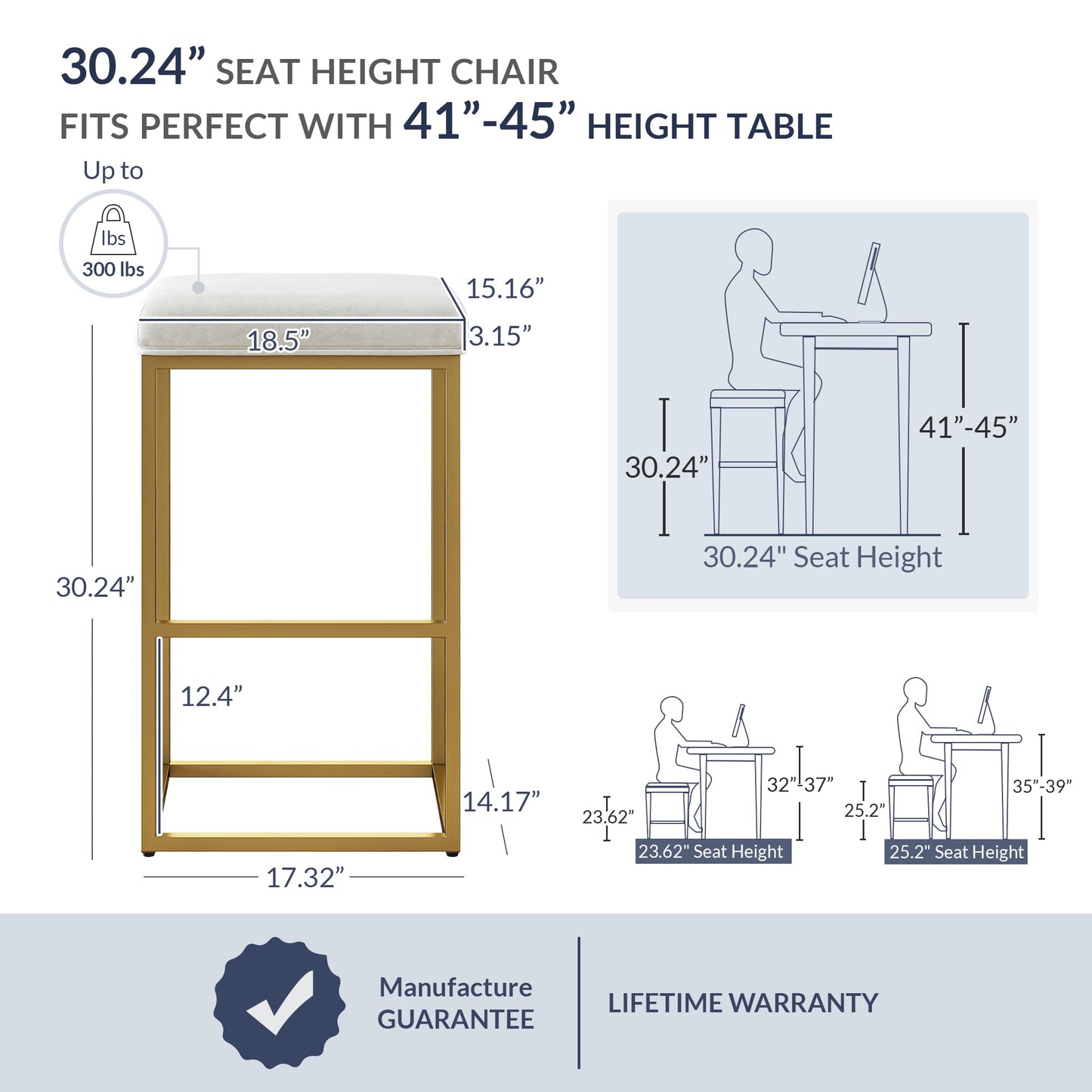 BELLEZE 30in Tall Industrial Bar Stools Set of 2, PU Leather Breakfast Seats, Counter Island Chairs for Bar Pub Bistro