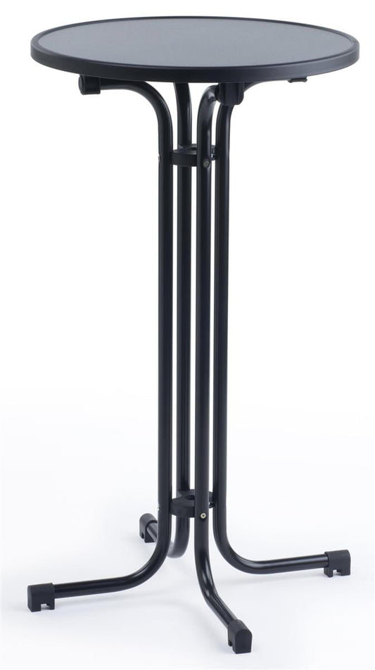 23.5in Round Pub Table with MDF Top, 42.25-inch-tall Highboy Cocktail Table with Collapsible Design for Storage (Black) (BAR2442BK)