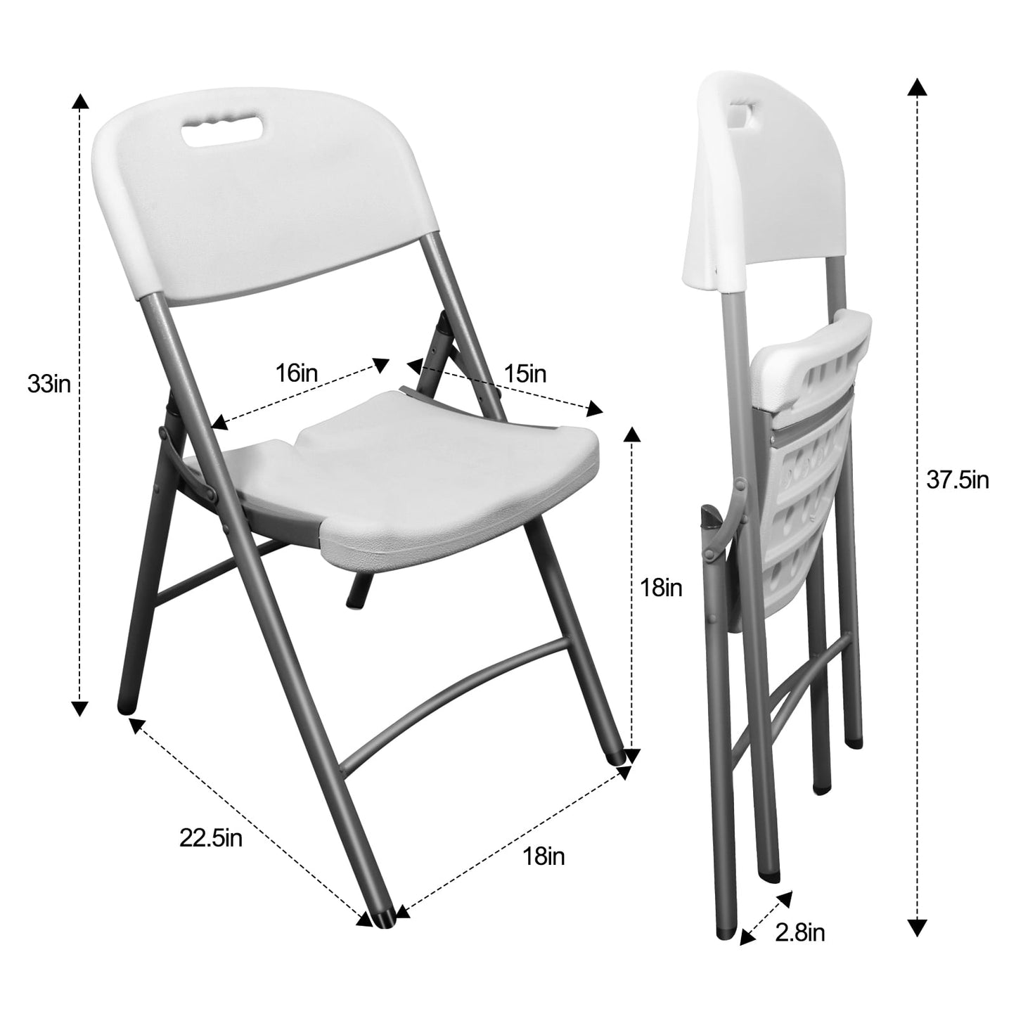 20 Pack White Plastic Folding Chairs¡°?Lightweight Folding Chair, Stackable Commercial Seats with Steel Frame for Office Wedding Party Patio Dinning Events, 350lbs Capacity