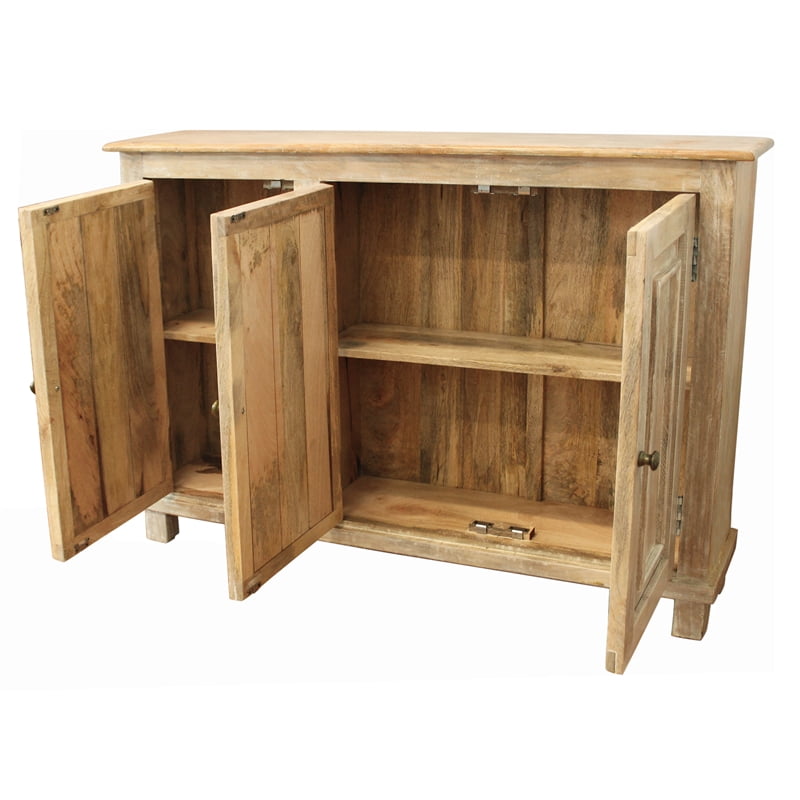Jenna 3-Door Solid Wood Sideboard in Distressed Natural Finish