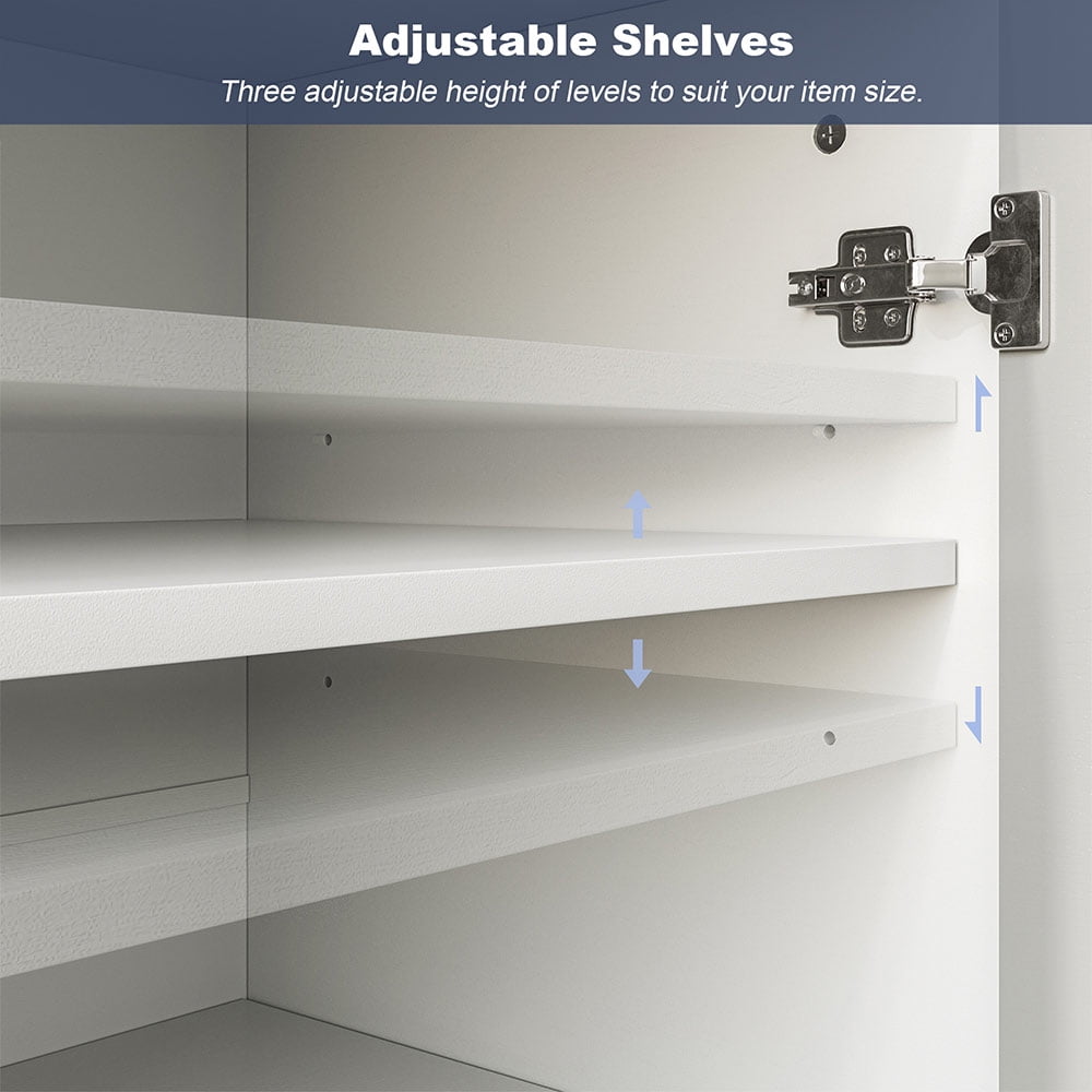 BELLEZE Accent Chest, Sideboard Buffet Cabinet with Doors & Shelves, Kitchen Storage Cabinet, Modern Accent Cabinet for Entryway, Living Room, or Bedroom, Storage Credenza - Harper (Rustic Oak)