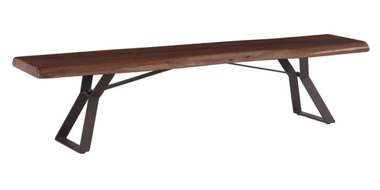 World Interiors Nottingham 18.5in Acacia Wood Live Edge Dining Bench in Walnut