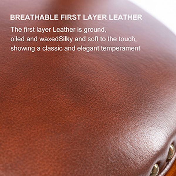 26 Inch Seat Height Bar Stools, Swivel Genuine Leather Wooden Counter Chair with Footrest, Retro Style Swivel Bar Height Chair with Curved Back for Home Kitchen Island, Bar, Party (Blue)