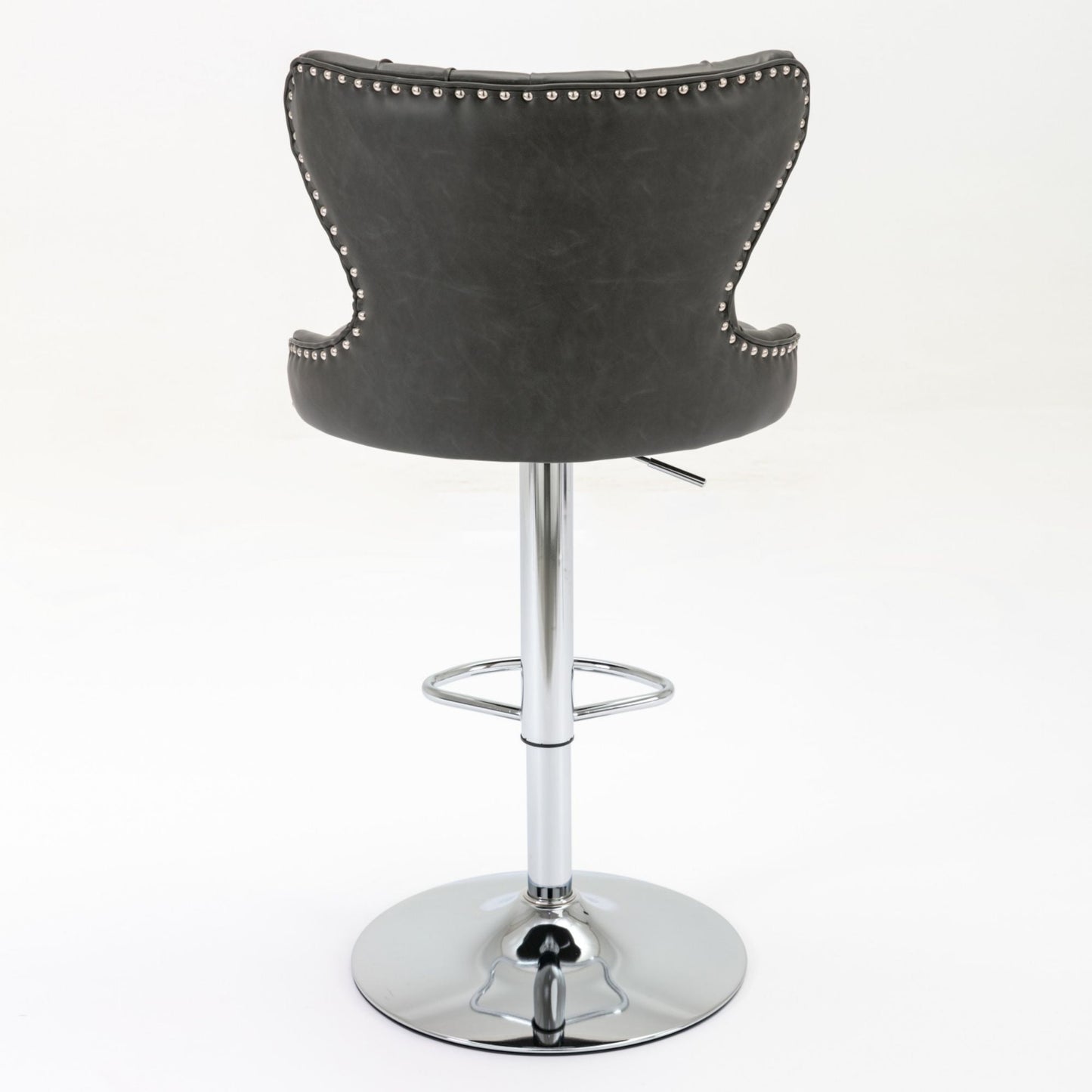 25-33 Inch PU Leather Bar Stools, Counter Height Adjustable Swivel Barstools High Bar Chairs with Back & Metal Base, Stools Chair with Footrest for Home Kitchen Island, Pub(Beige,Set of 2)