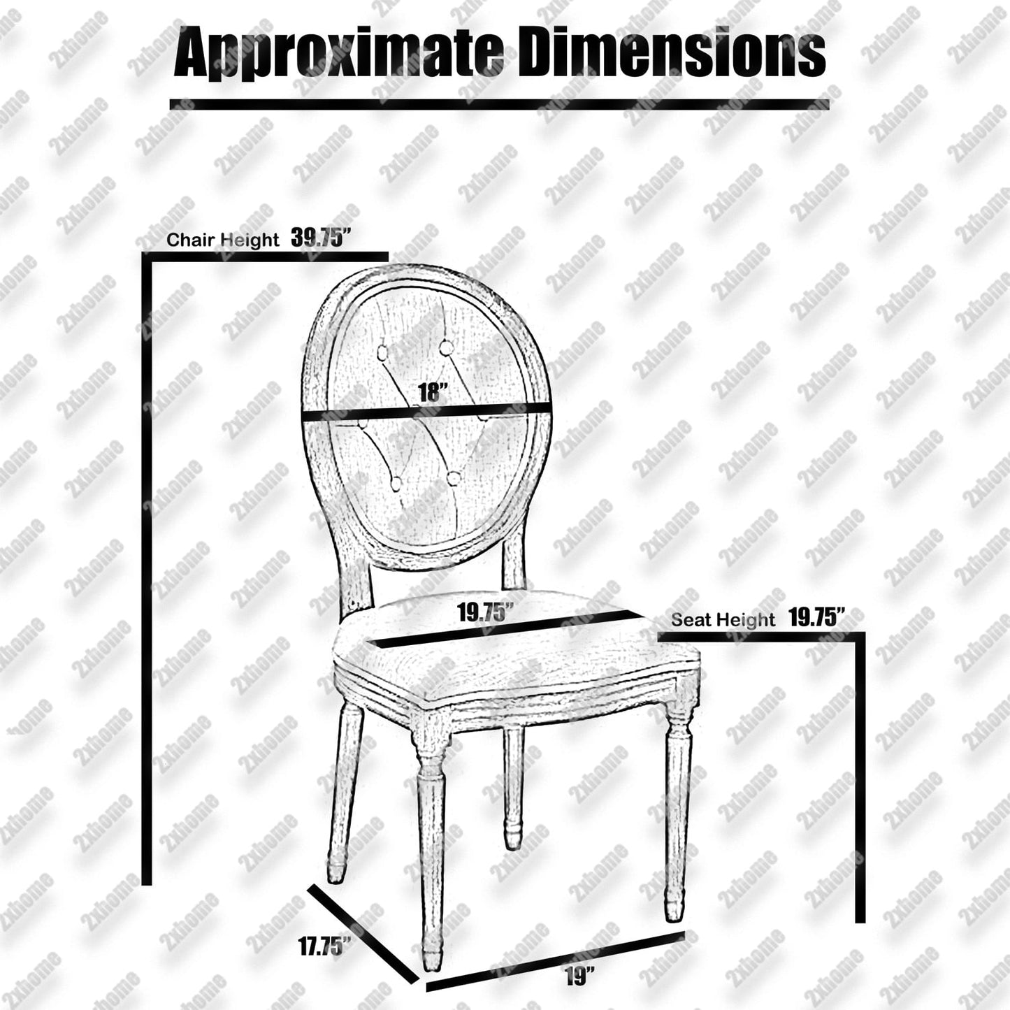 2xhome - French Chic Vintage Style Dining Side Chair With Upholstered Linen Welted Fabric And Elegant Natural Rustic Wood Frame - Tufted Button Oval Back