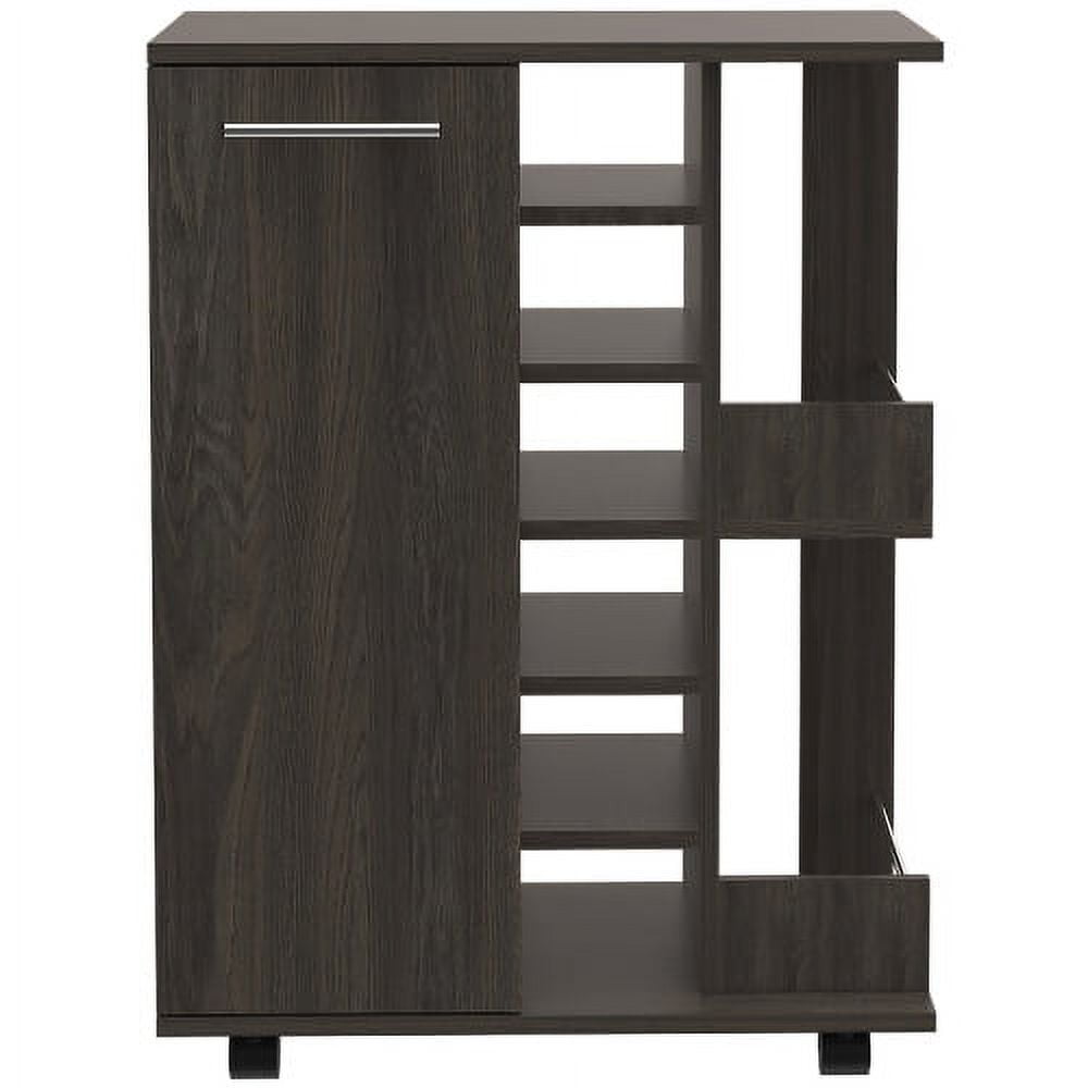 2-Shelf 6-Bottle Bar Cart with Division Carbon Espresso