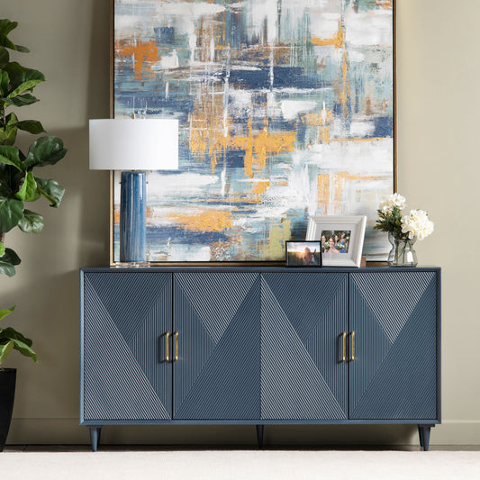 Evolution by Crestview Collection Arvada 4 Door Wood Sideboard in Blue