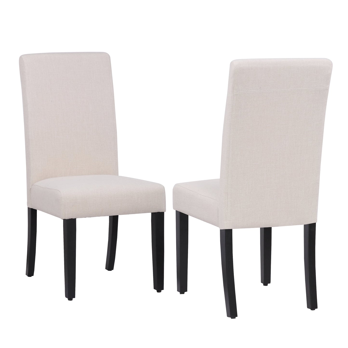 BELLURE Linen Fabric Upholstered Dining Side Chair (Set of 2), Beige