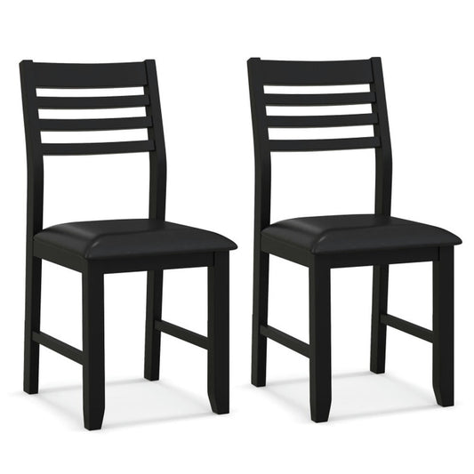Resenkos Dining Chairs, Kitchen Chairs Trattoria Chairs,Wooden Dining Chair Set of 2 with Rubber Wood Frame and Padded Cushion-Black