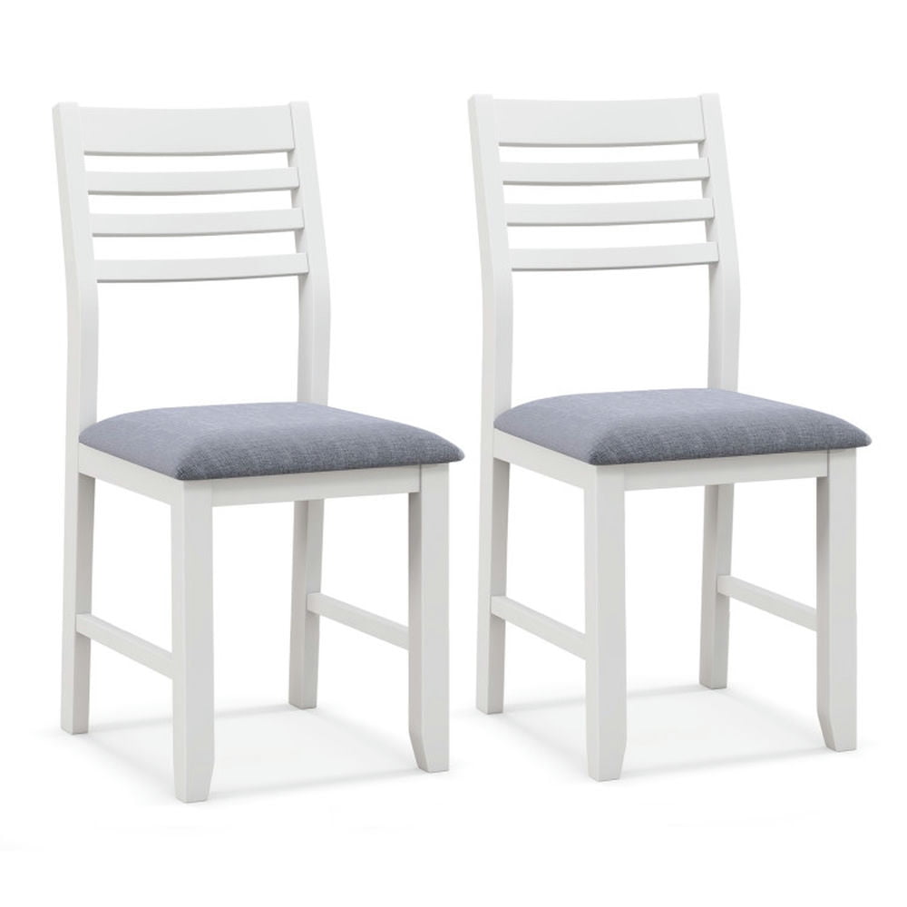 Resenkos Dining Chairs, Kitchen Chairs Trattoria Chairs,Wooden Dining Chair Set of 2 with Rubber Wood Frame and Padded Cushion-White
