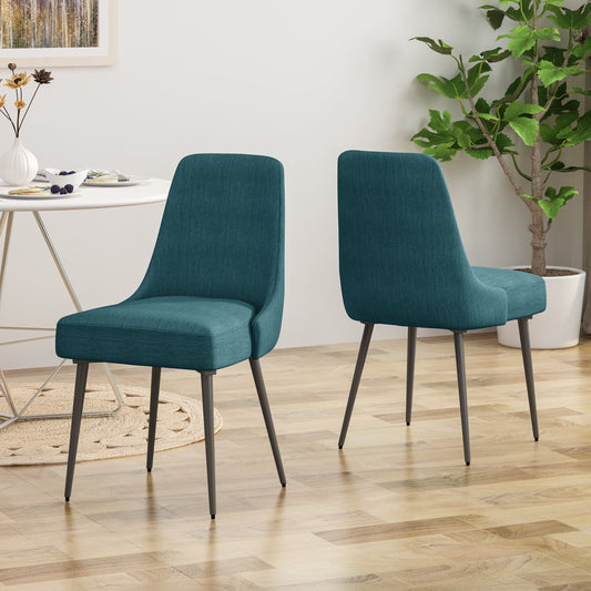 Bellamy Studio Modern Fabric Dining Chairs, Set of 2, Teal, Gunmetal