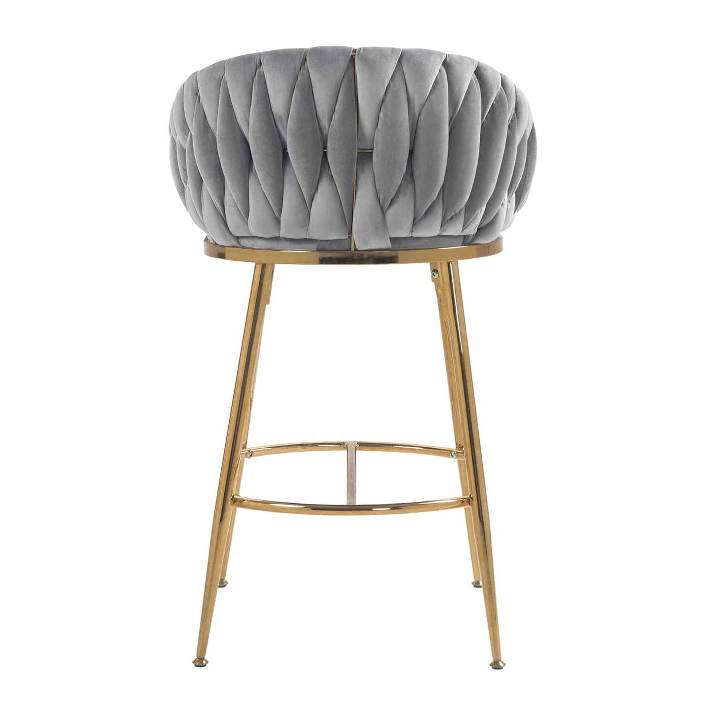 26in Counter height bar stools velvet kitchen island counter bar stool with hand- wave back,golden chromed base and footrest