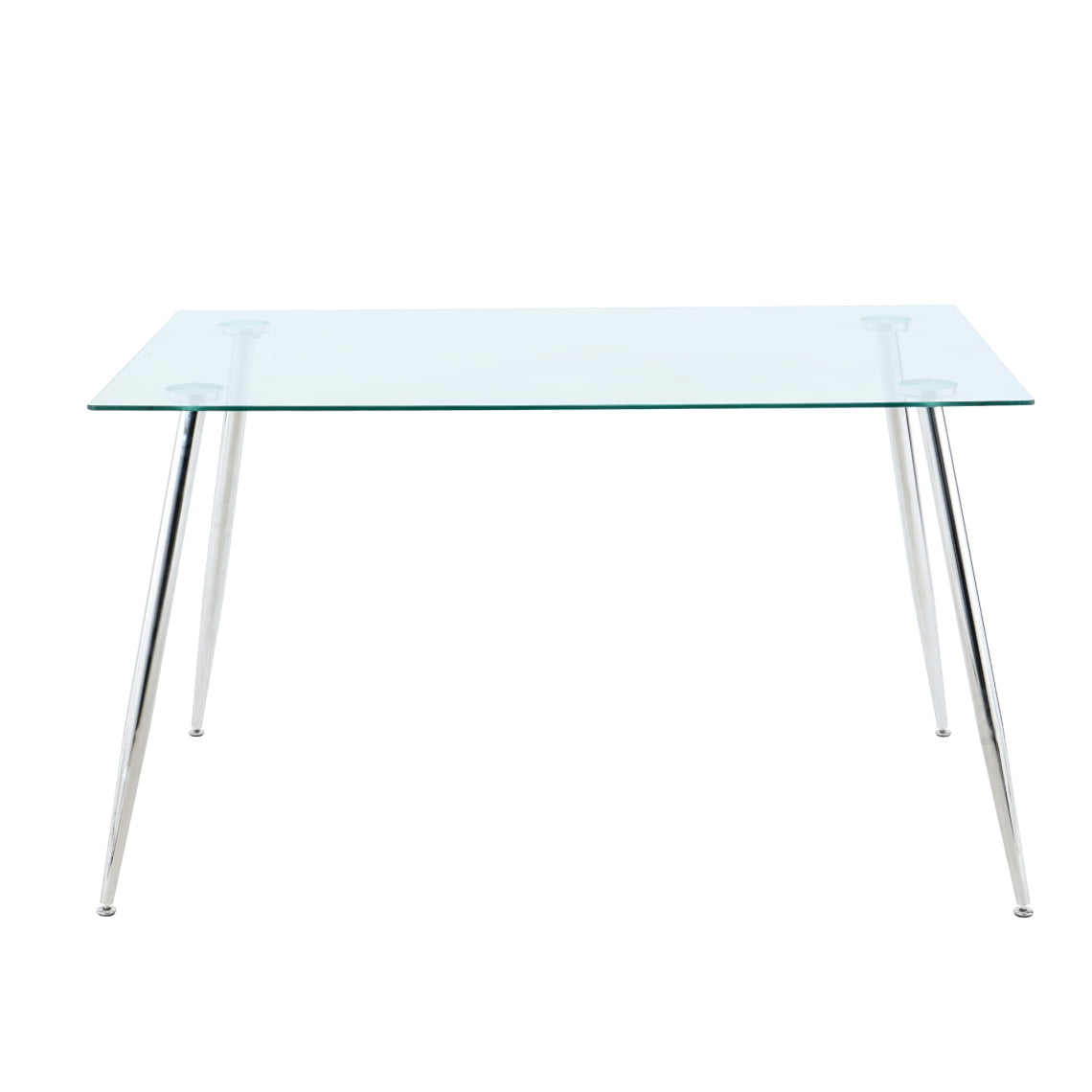 29.5H?Æù Kitchen Glass Dining Table with Chrome Metal Legs, Modern Rectangular Tempered Glass Table top for Kitchen & Dining Tables