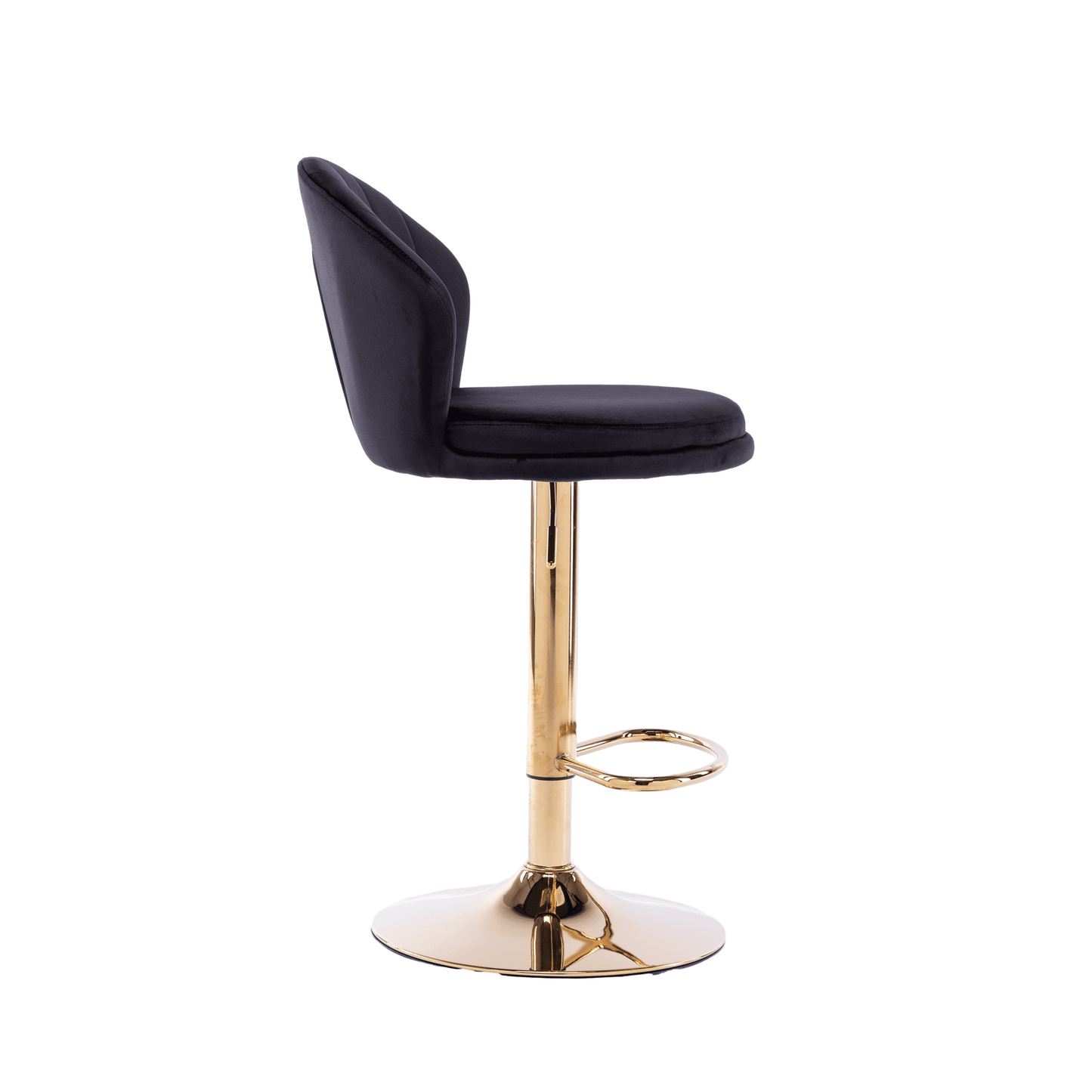 25-33 Inch Velvet Swivel Bar Stools with Back, Velvet Upholstered Adjustable Bar Height Bar Chairs Counter Height Bar Height with Gold Metal Base Kitchen, Home, Bar, Pub(Black,Set of 4)