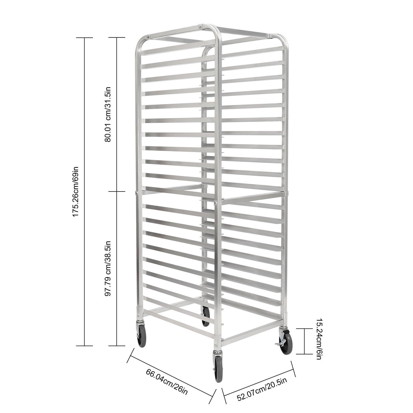 20-Tier Bakery Rack W/ 4 Wheels for Kitchen Bakery Restaurant Catering 26*20.5*69in